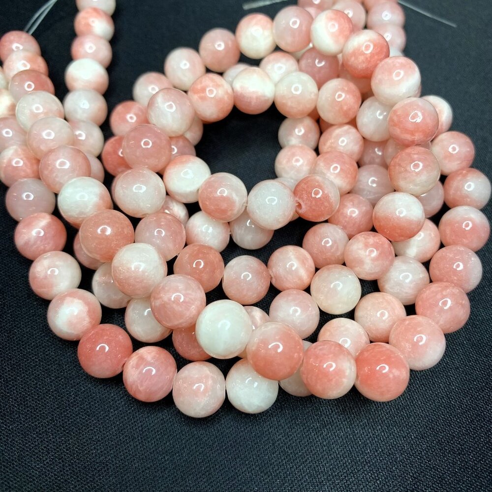 10mm Pink Pearl Genuine Persian Jade Semi Precious Natural Gemstone Bead Strand
